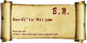 Beráts Mirjam névjegykártya